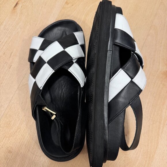 Alohas Marshmallow Black & White Checkered Sandals - Picture 2 of 5